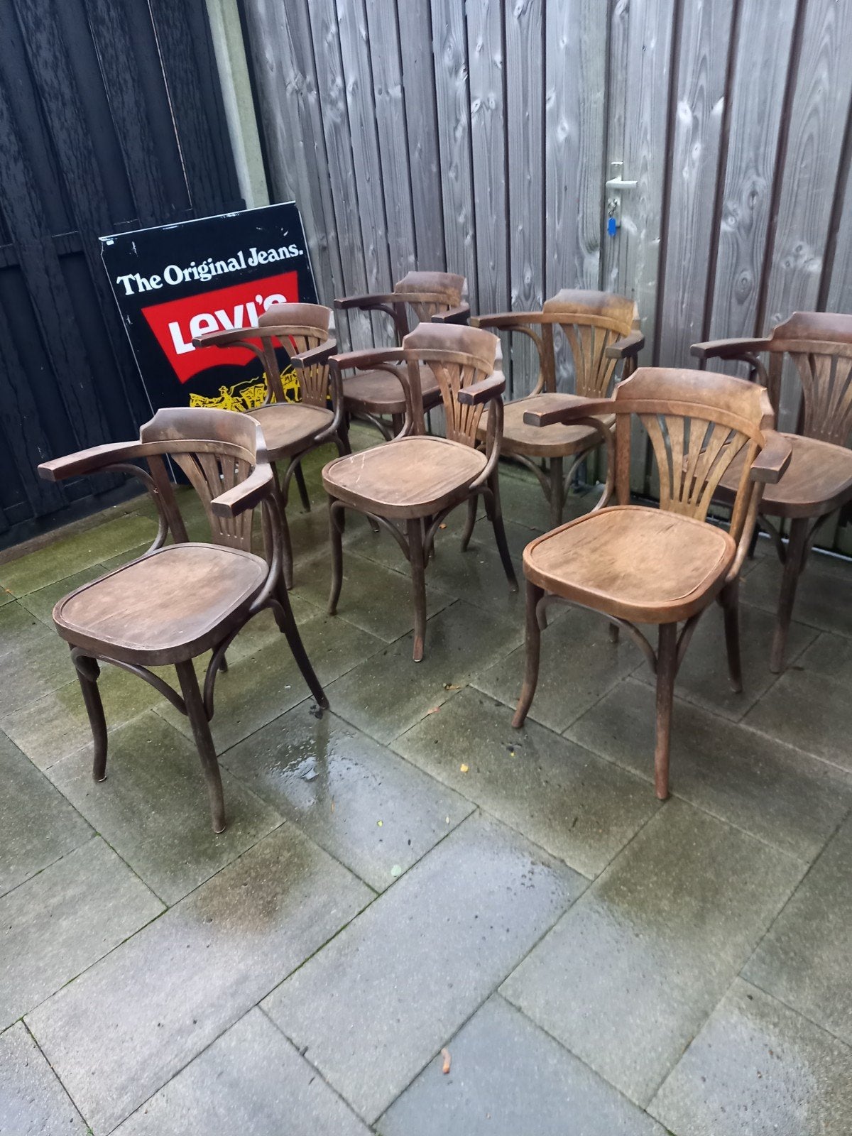 cafestoelen thonet cafe stoelen, Ophalen, Gebruikt, Bruin, Vijf, Zes of meer stoelen