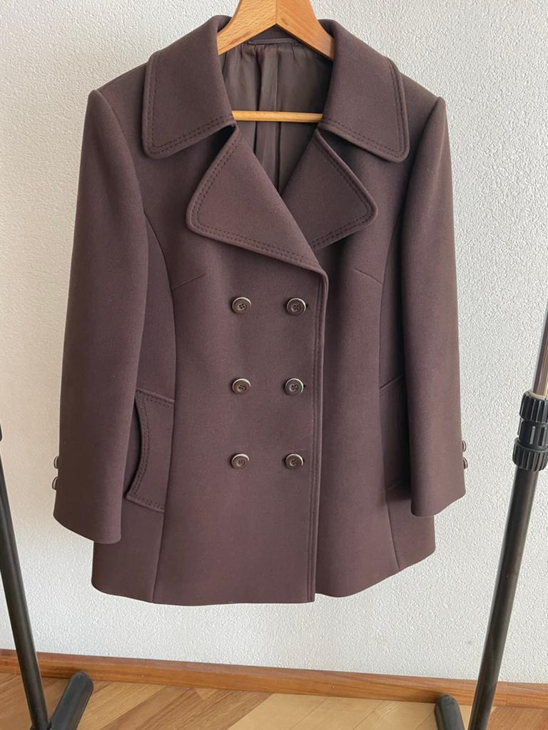 Vintage Delmod wollen jas m/l - Zo goed als nieuw, Ophalen of Verzenden, Zo goed als nieuw, Maat 38/40 (M), Bruin