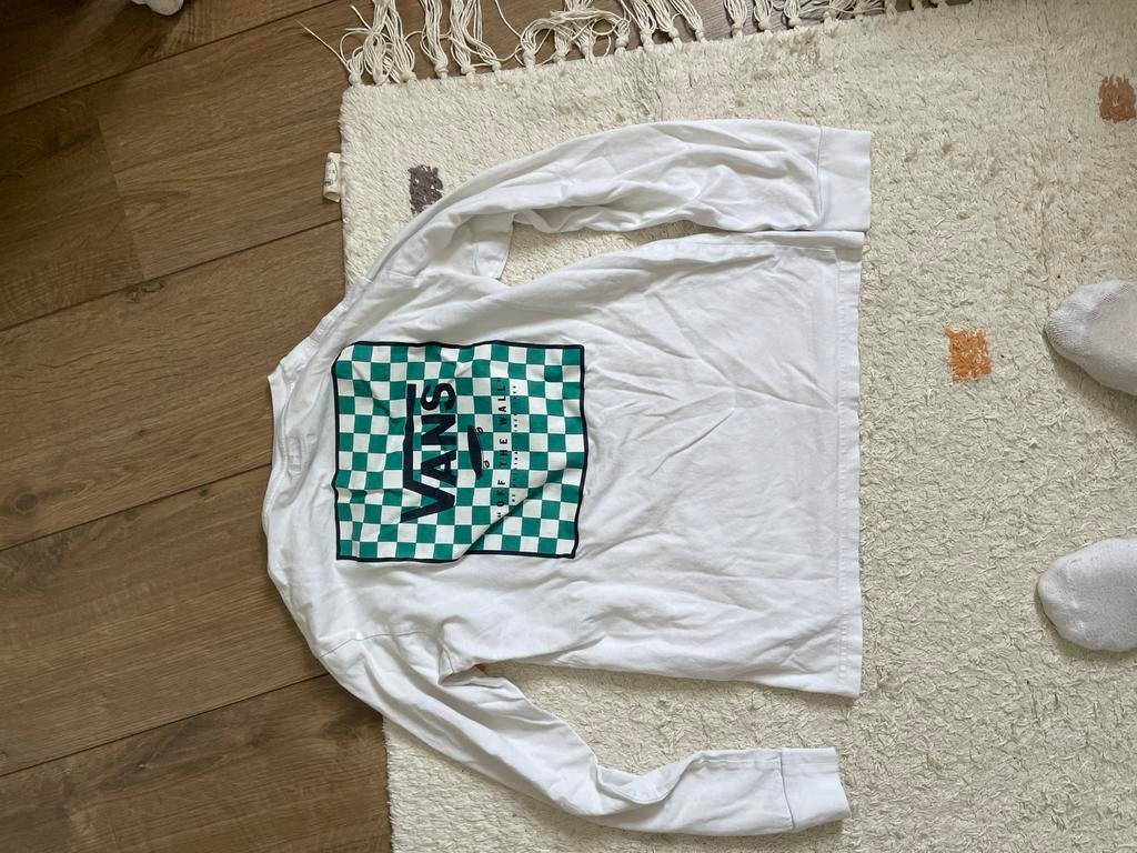 Vans Longsleeve Uniseks Kids - Wit met Groen/Zwart Logo, Ophalen of Verzenden, Gebruikt, Jongen of Meisje
