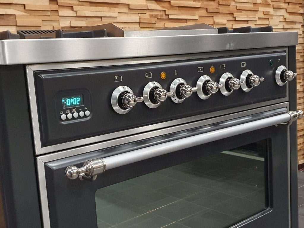 Luxe Boretti Majestic Fornuis 91cm antraciet + rvs frytop, Niet ingevuld, 60 cm of meer, Niet ingevuld, Ophalen of Verzenden