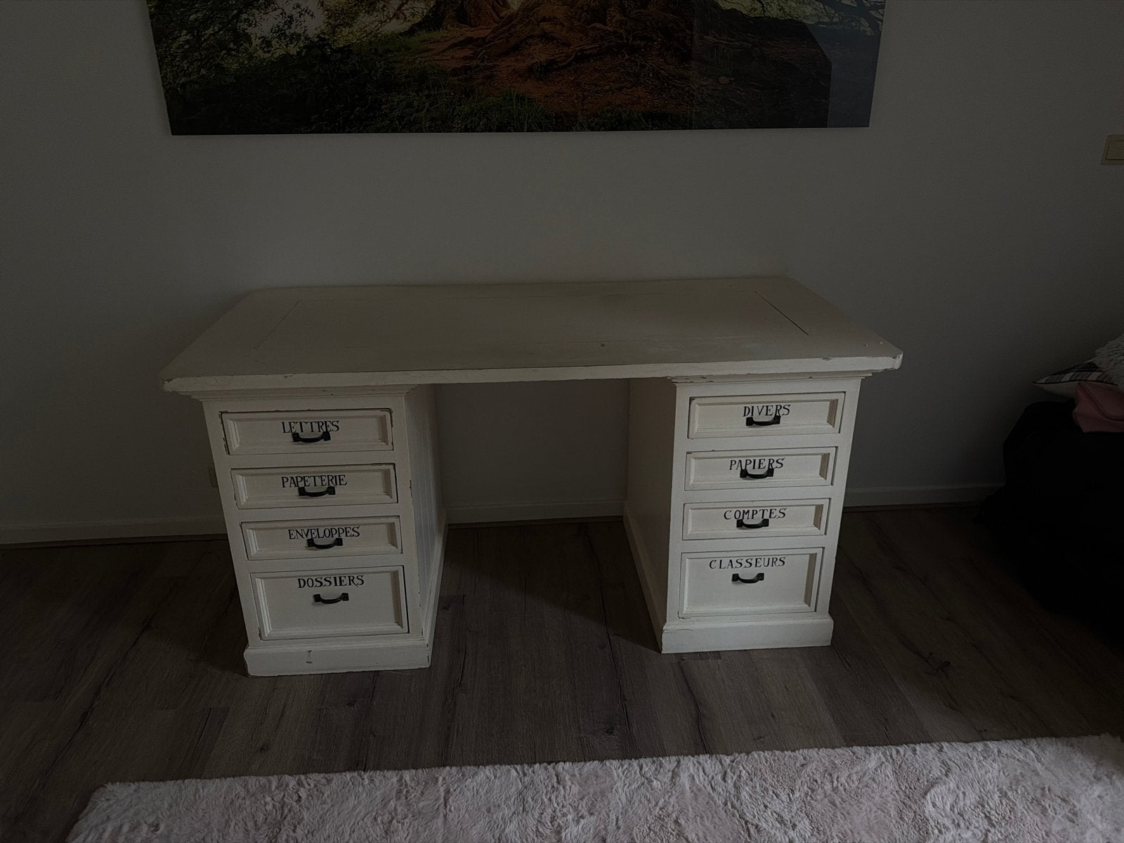 Vintage Riviera Maison wit bureau met lades en opbergruimte, Ophalen, Overige typen, Gebruikt, Vintage