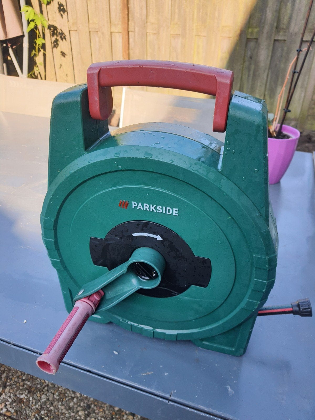 Parkside Tuinslanghaspel met slang 9mm 3/8", Ophalen of Verzenden, Gebruikt, Tuinslanghaspel