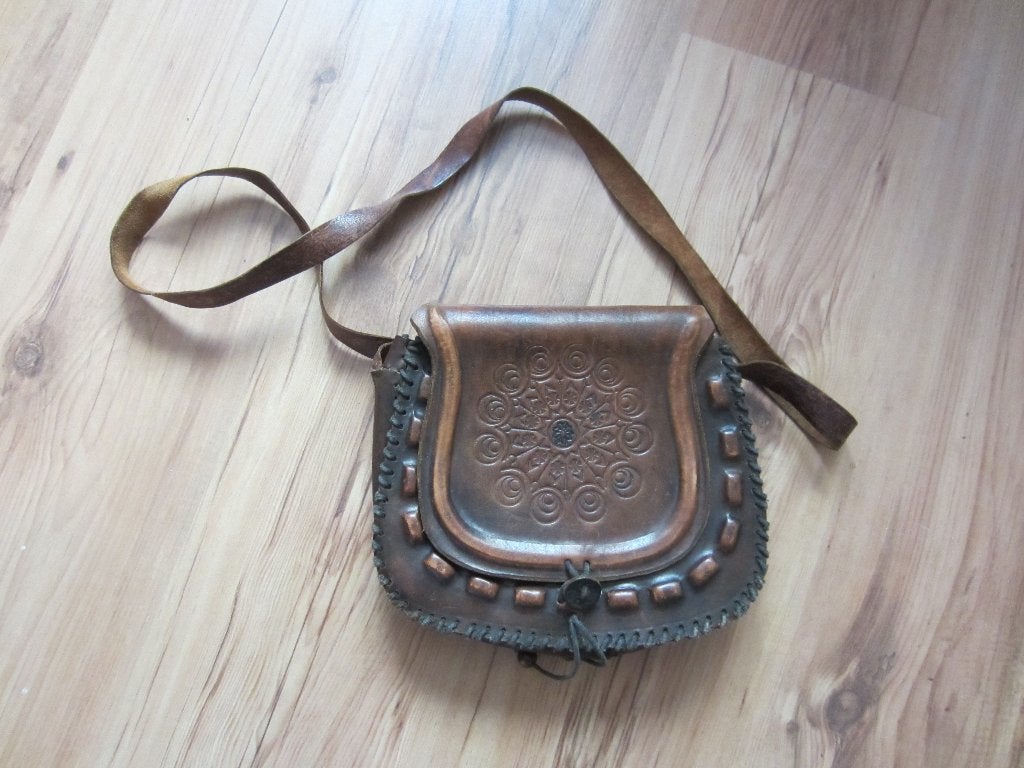 leren schoudertas vintage, Ophalen of Verzenden, Zo goed als nieuw, Bruin, Leer