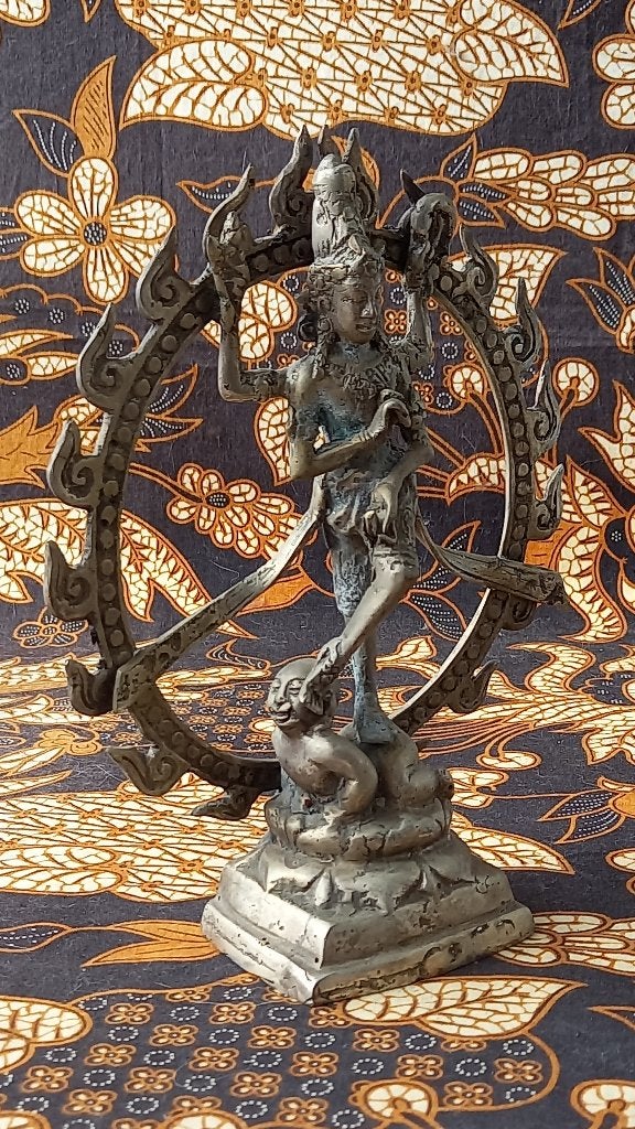 Origineel oud brons Beeldje van Shiva uit India 22,3 cm., Antiek en Kunst, Zilver, Handgemaakt, India, Ophalen of Verzenden