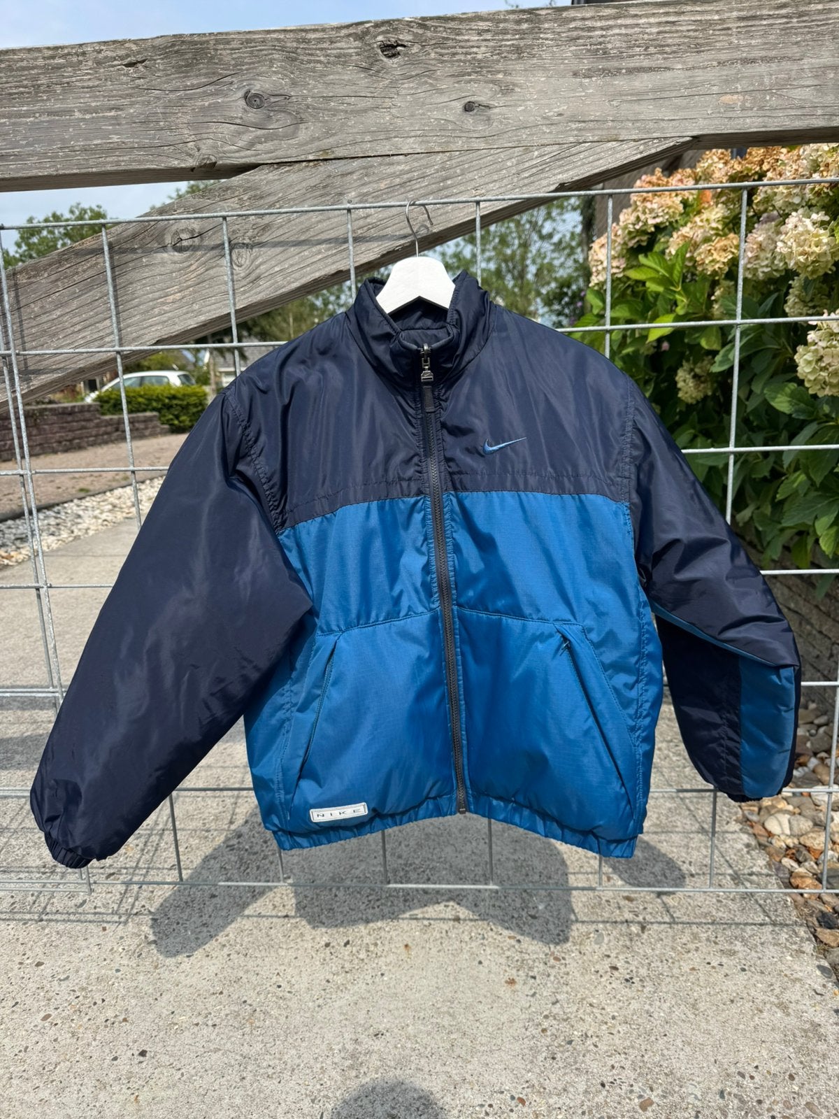 Vintage Nike reversible puffer jacket | blauw | S, Ophalen of Verzenden, Zo goed als nieuw, Maat 36 (S), Blauw
