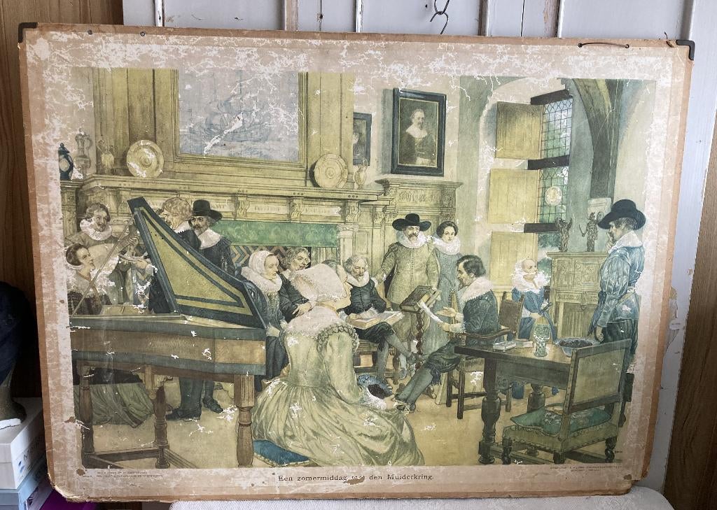 Brocante oude schoolplaat / Geschiedenis - Den Muiderkring, Ophalen