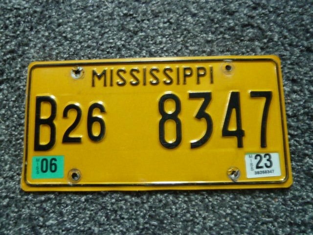 Kentekenplaat licenseplate Mississippi Yellow USA, Verzamelen, Verzenden, Gebruikt, Auto's