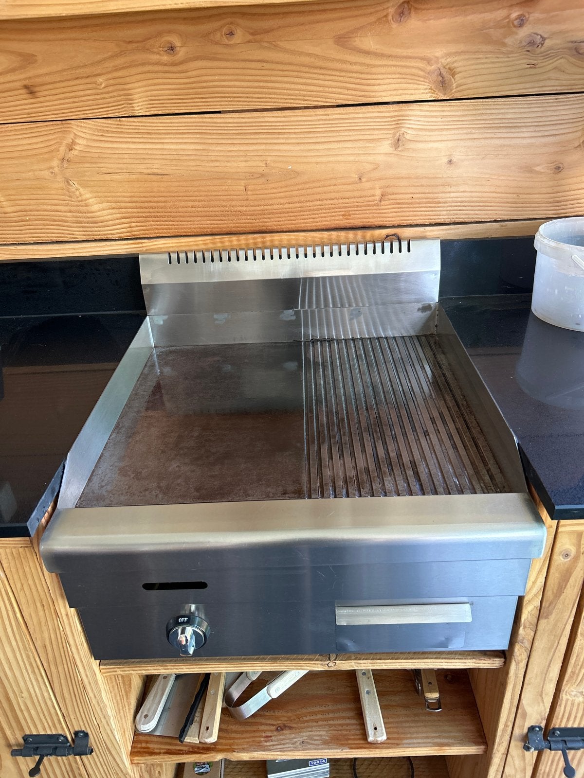 Professionele propaan RVS Grillplaat met Bakplaat, Tuin en Terras, Gasbarbecues, Ophalen, Gebruikt