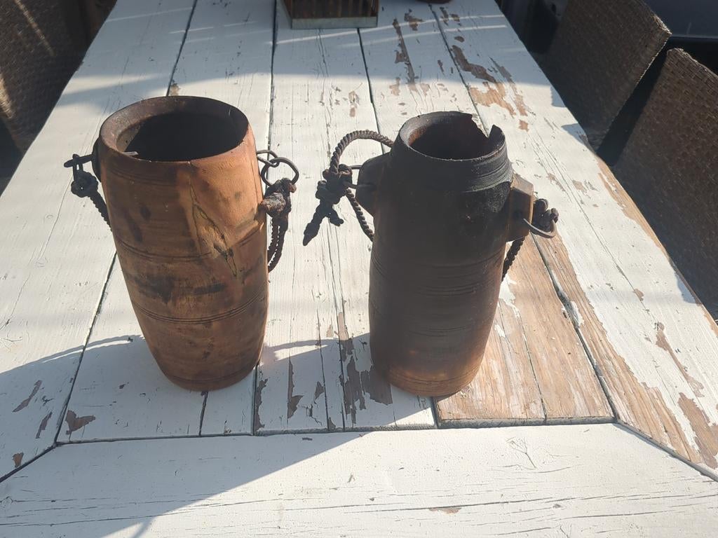 2 Napolitaanse houten potten, Huis en Inrichting, Ophalen of Verzenden