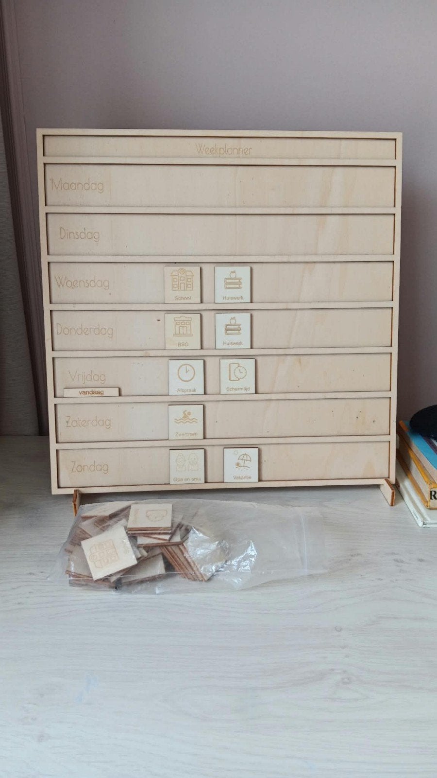 Houten Weekplanner / Planbord voor Kinderen, Ophalen of Verzenden, Zo goed als nieuw, Knutselen