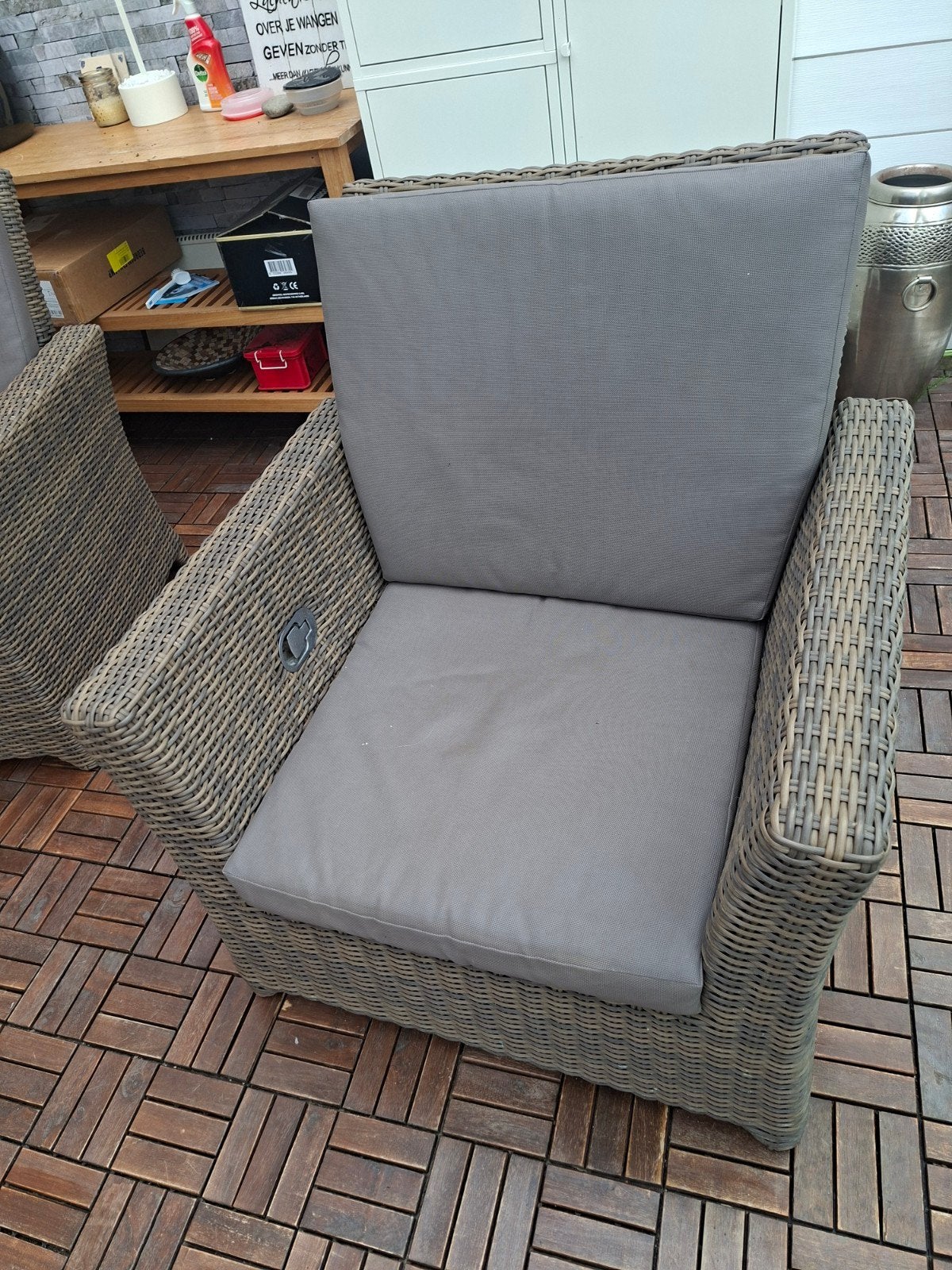Tuinset met tafel en 2 stoelen, verstelbaar, waterbestendig, Tuin en Terras, Ophalen, Kunststof, Bank, 5 zitplaatsen