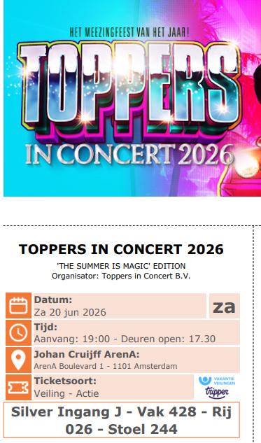 Toppers in concert 2026, Tickets en Kaartjes, Evenementen en Festivals, Twee personen