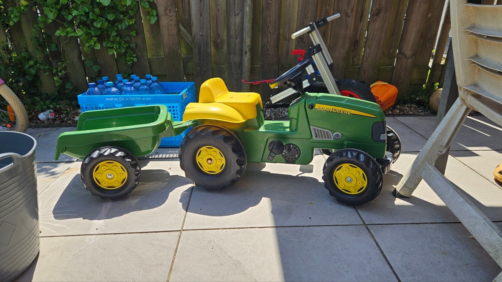 traptractor met aanhanger, Ophalen, Gebruikt