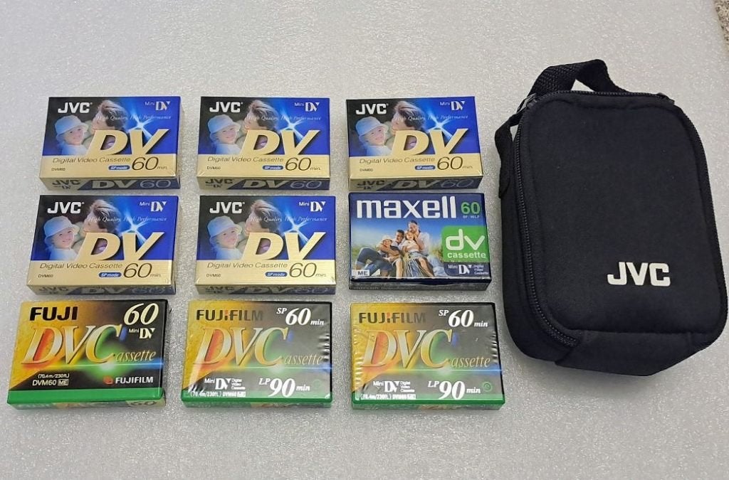 9 x video cassettes : JVC, Fujifilm, Maxell ; factory sealed, Mini dv, JVC, Nieuw, Band, Disc of Geheugen
