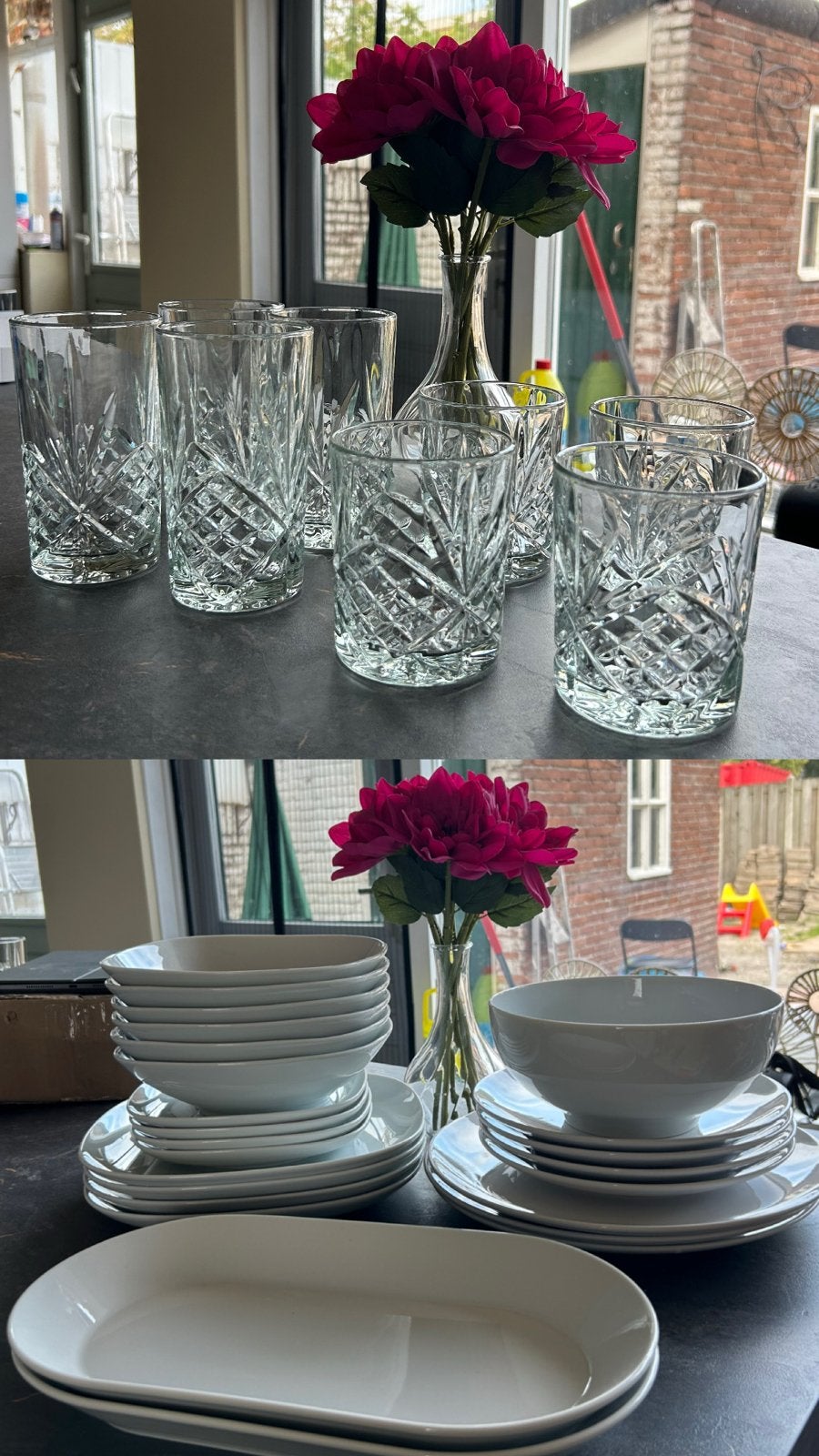 Servies en glazen in goede staat, Huis en Inrichting, Ophalen, Keramiek, Overige stijlen, Compleet servies