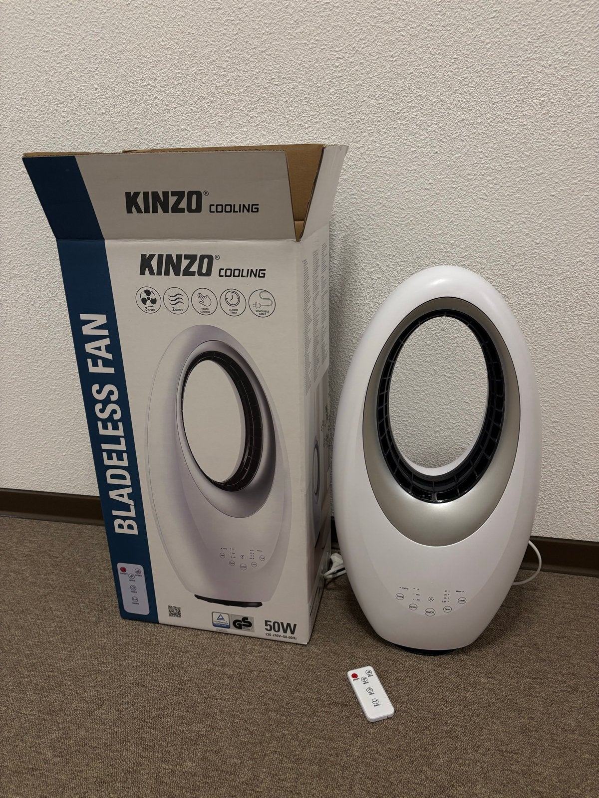 Kinzo Cooling Bladeless Fan - Stille Torenventilator, Witgoed en Apparatuur, Ventilatoren, Ophalen of Verzenden, Ventilator met afstandsbediening