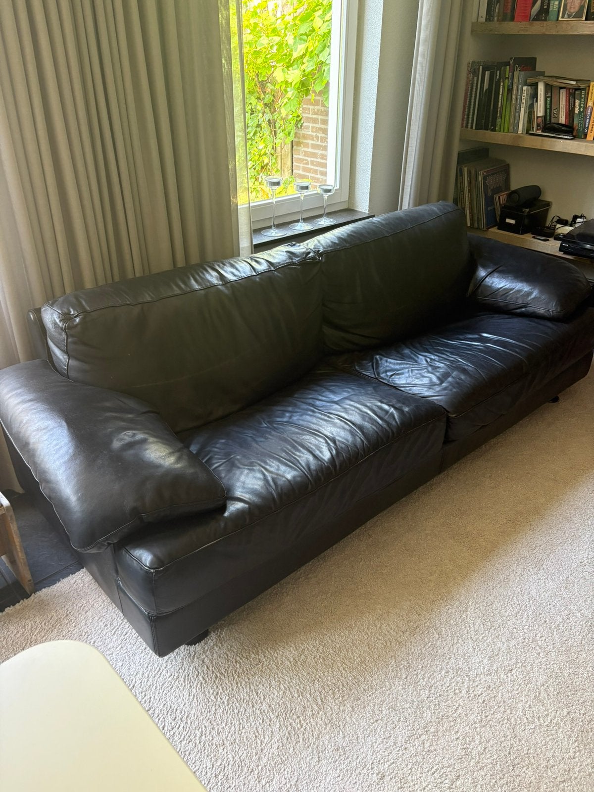 Natuzzi leren twee zitter (zwart), Ophalen, 150 tot 200 cm, Tweepersoons, 75 tot 100 cm