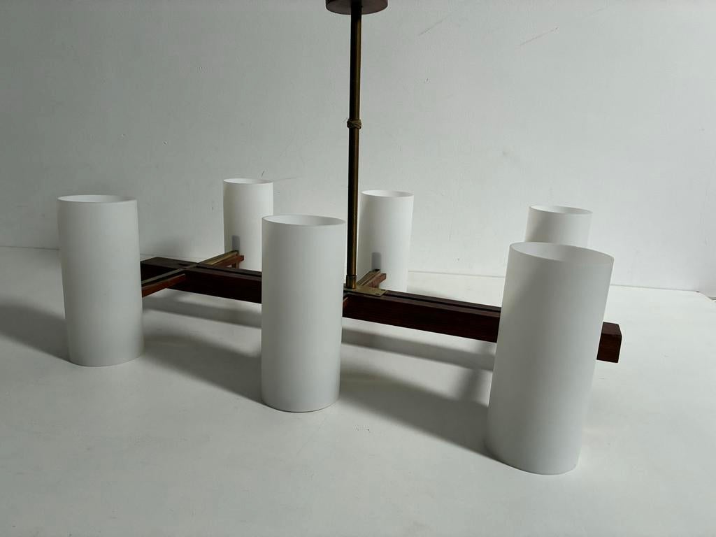 Vintage Teak Hanglamp - Perfecte Staat!, Huis en Inrichting, Lampen | Hanglampen, Ophalen, Zo goed als nieuw, Hout, 50 tot 75 cm
