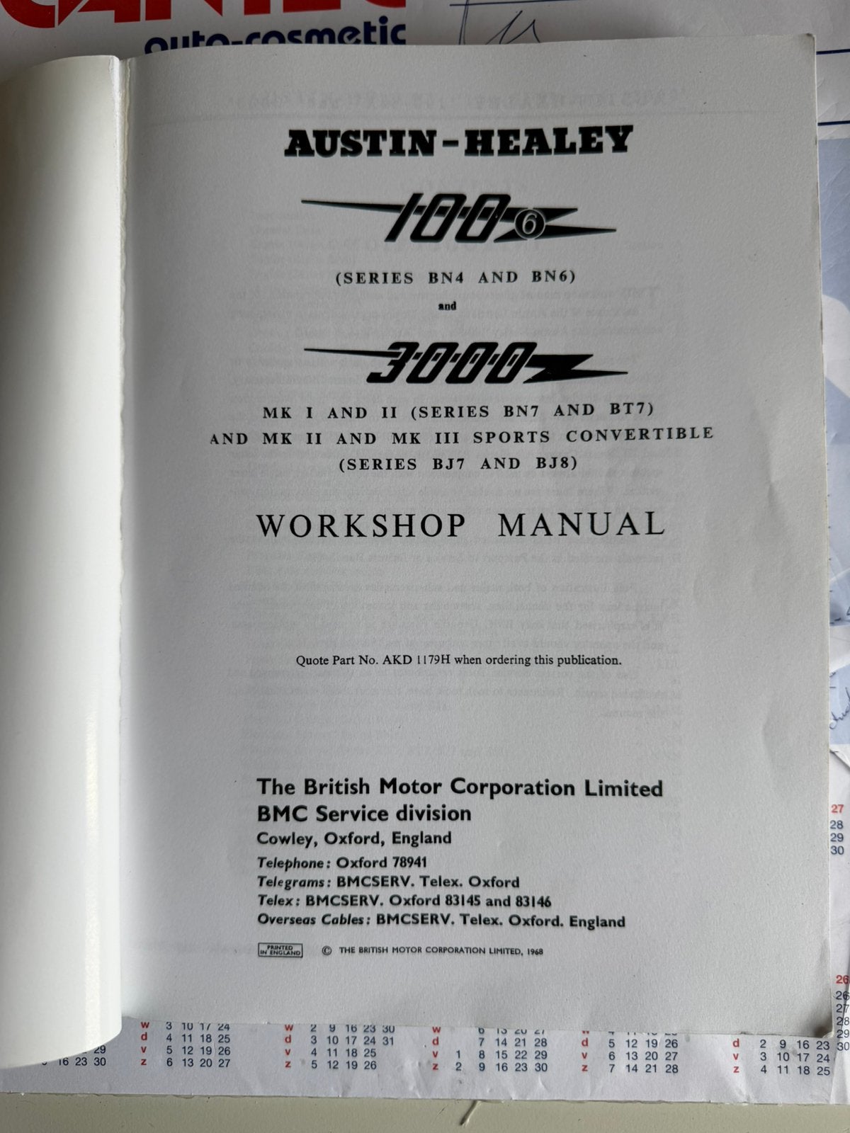 Austin Healey onderhouds manual workshopmanual, Ophalen of Verzenden
