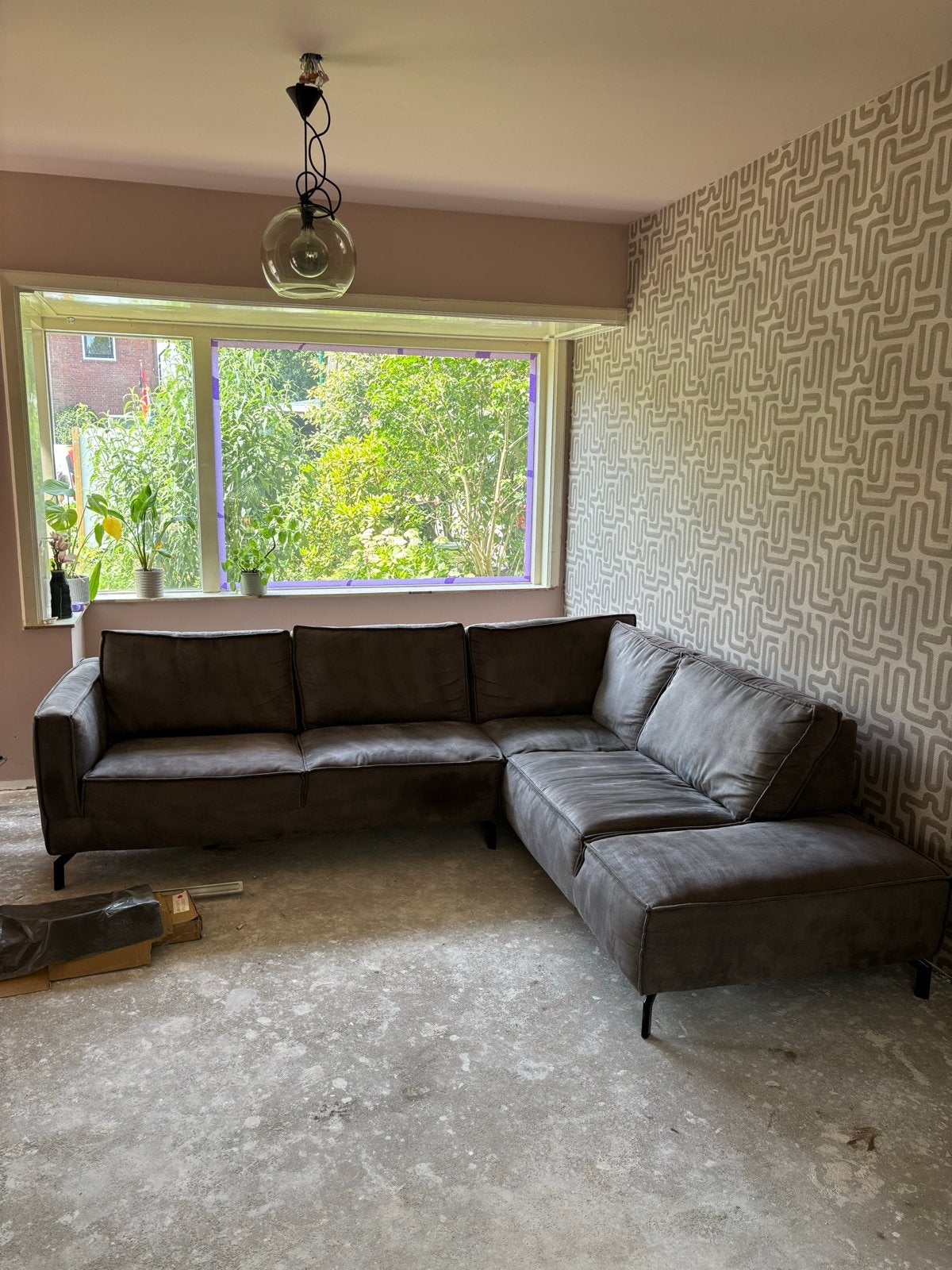 Grijze L-vormige hoekbank - 2.60m x 2.25m, Ophalen, 250 tot 300 cm, Gebruikt, Hoekbank