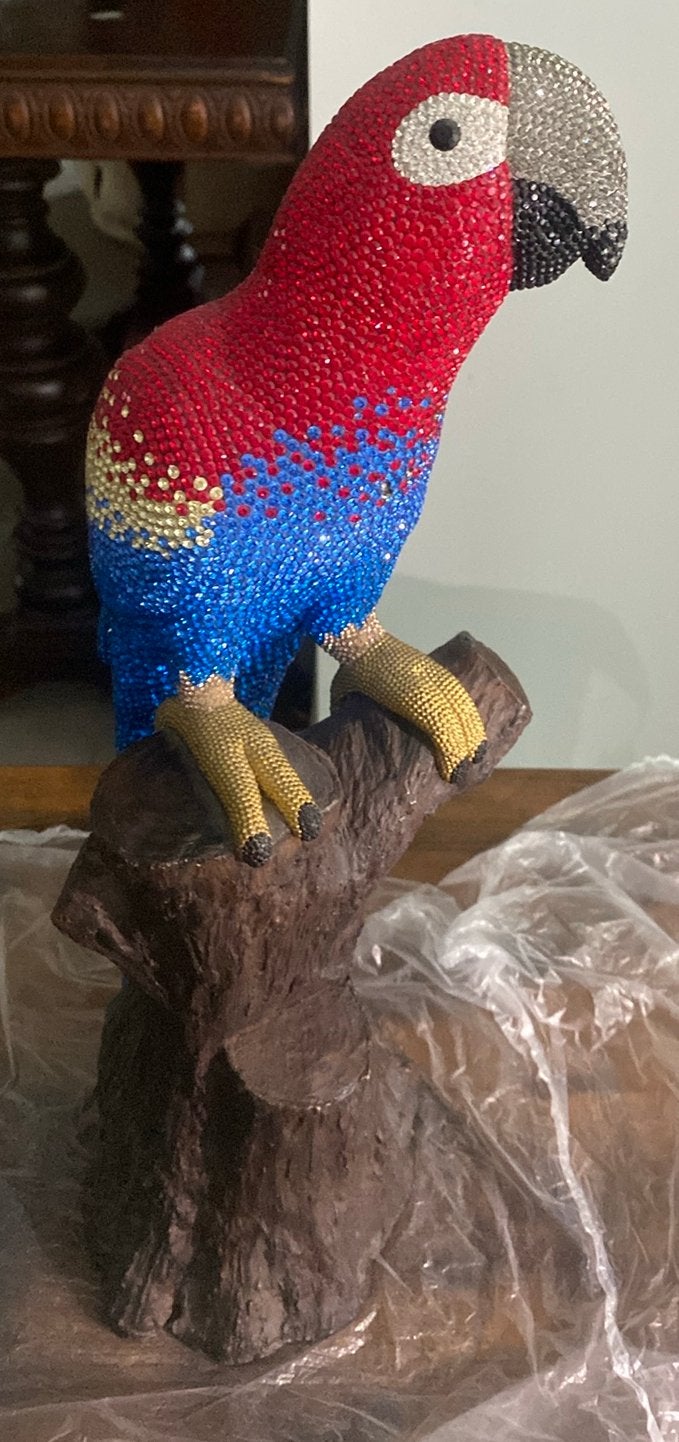 Ara beeld met swarovski steentjes. Macaw., Mannelijk, Papegaai