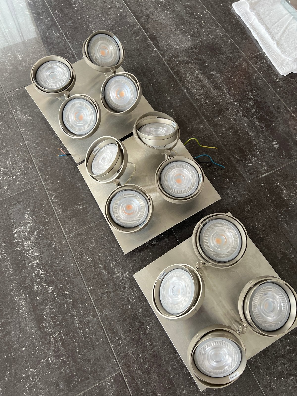 3x Maretti opbouwarmatuur 4-lichts RVS plafondlampen LED, Huis en Inrichting, Ophalen, Gebruikt, Metaal