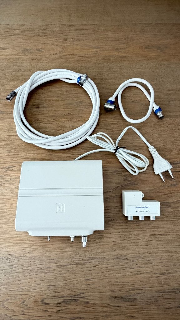 Hirschmann kabelversterker + kabels, Ophalen of Verzenden, Zo goed als nieuw, Minder dan 2 meter, Coaxiale kabel