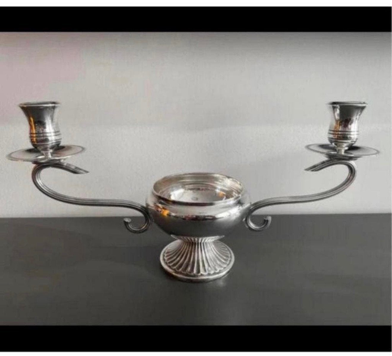 Vintage Belgische kaarsenhouder van Wiskemann Zilverkleurig, Ophalen of Verzenden