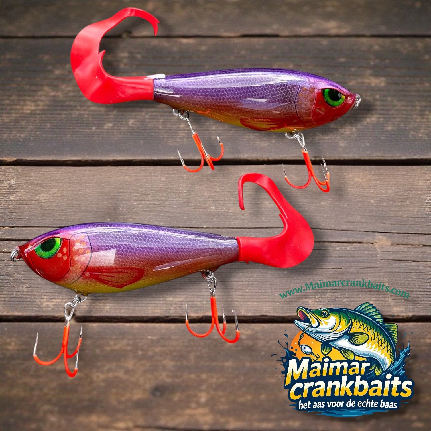 Musky 6” Softtail Swimmer SunsetRaider-custom gespoten, Haak, Purmerend, Maimarcrankbaits, Nieuw