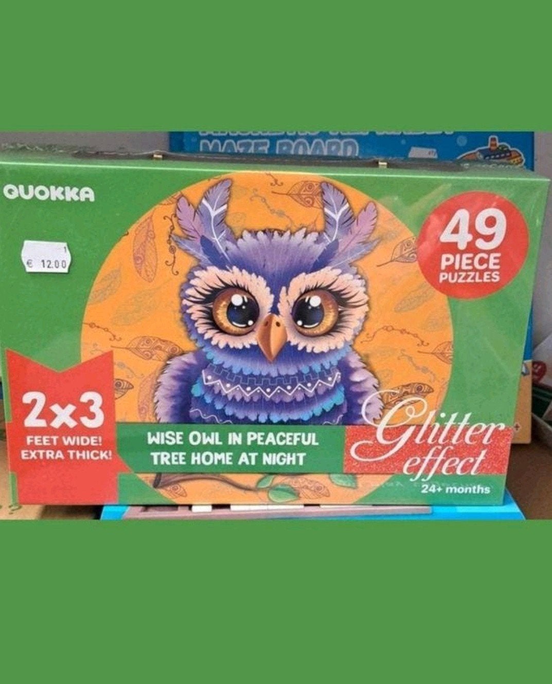QUOKKA Glitter Uil Puzzel - 49 Stukjes - Nieuw, 2 tot 4 jaar, 10 tot 50 stukjes, Onbekend, Nieuw