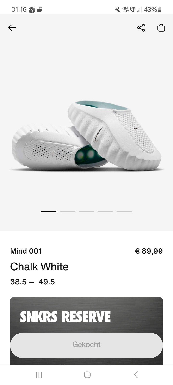 Nike mind 001 chalk white DS, Ophalen of Verzenden, Nieuw, Wit