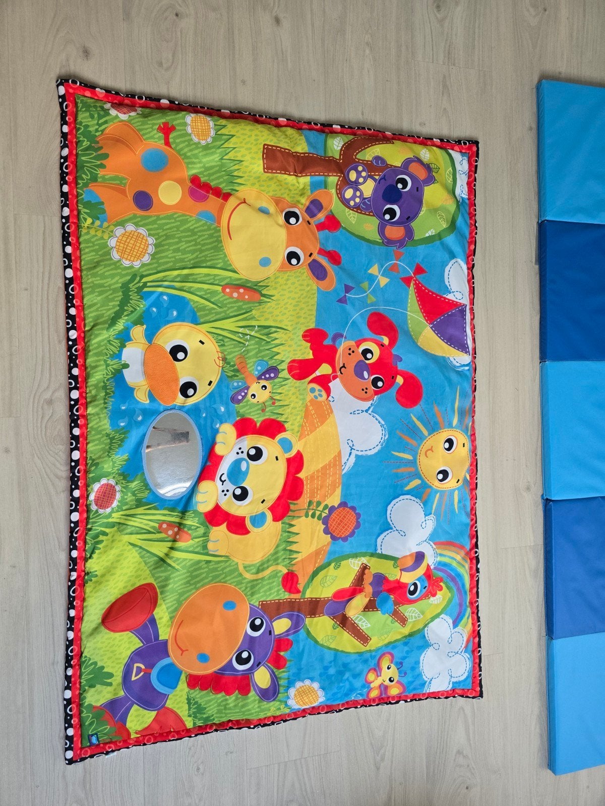 Vrolijk speelkleed met dieren en spiegel voor baby's, Ophalen of Verzenden, Gebruikt, Speelkleed