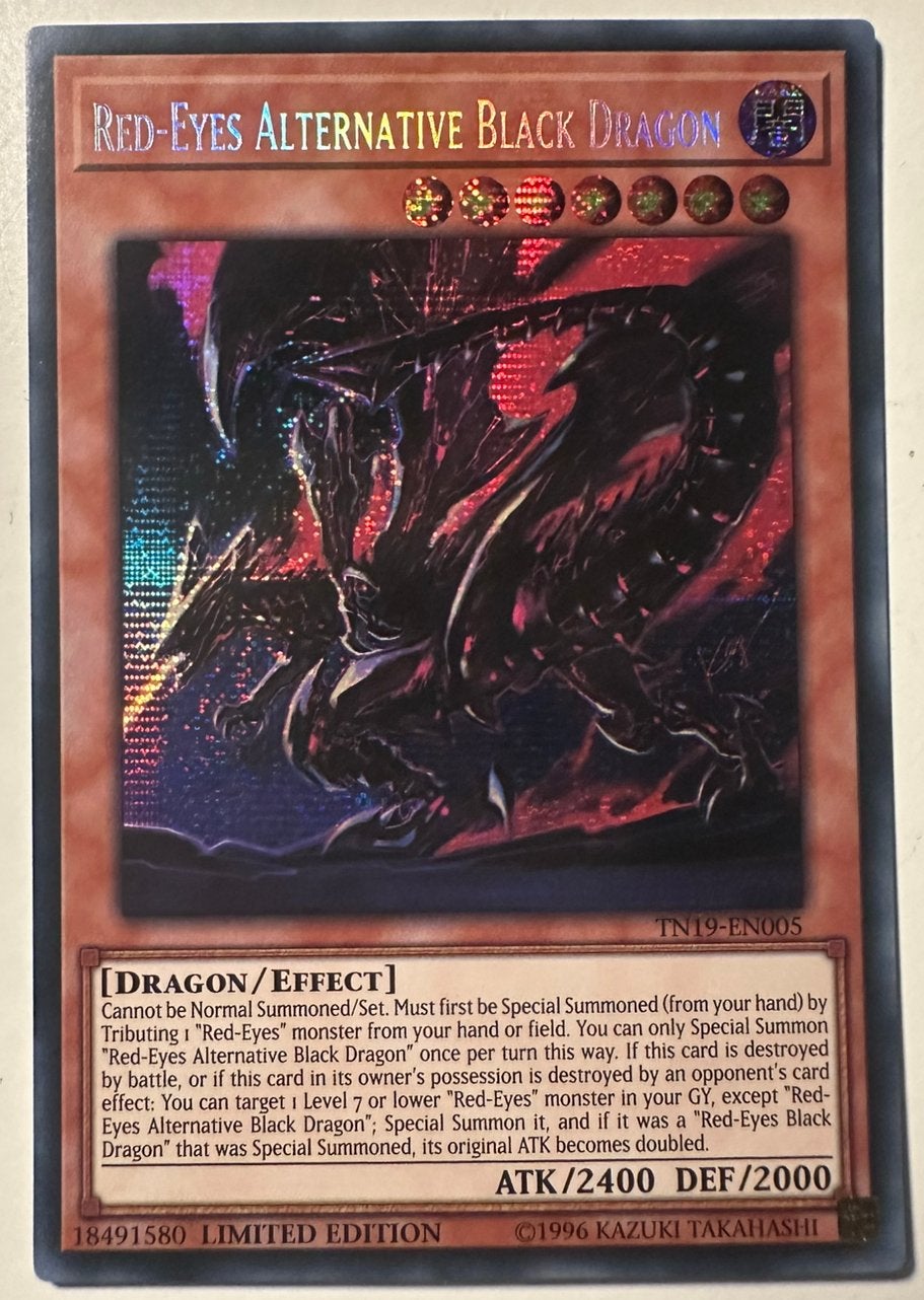 Yu-Gi-Oh! Red-Eyes Alternative Dragon TN19 Limited Promo !, Ophalen of Verzenden, Zo goed als nieuw, Losse kaart, Foil