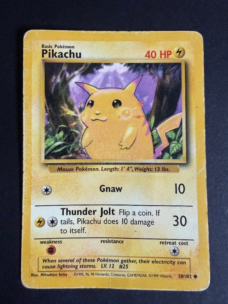 pikachu Base set 1999 58/102, Ophalen of Verzenden, Gebruikt, Losse kaart