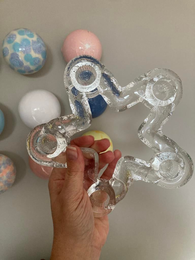 Vintage Pukeberg Stervormige Kandelaar - Staffan Gellerstedt, Antiek en Kunst, Ophalen of Verzenden, Glas