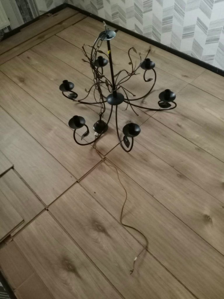 Vintage Italian Style Wrought Iron Chandelie, Vintage, Ophalen of Verzenden, Zo goed als nieuw, Zwart