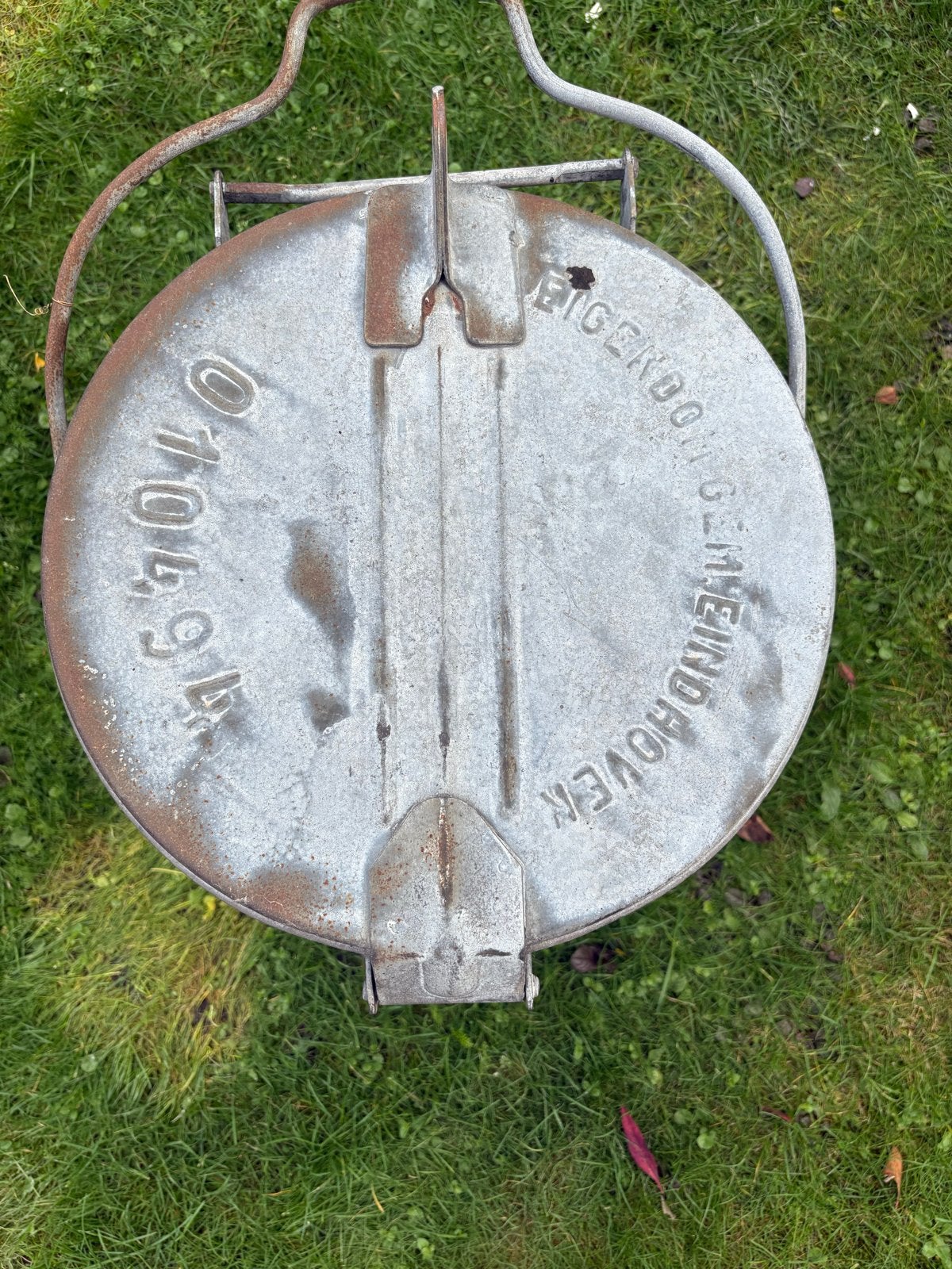 Vintage Zinken Emmer met Deksel - 45cm Hoog, Ophalen of Verzenden, Gebruikt, Zink, Met deksel