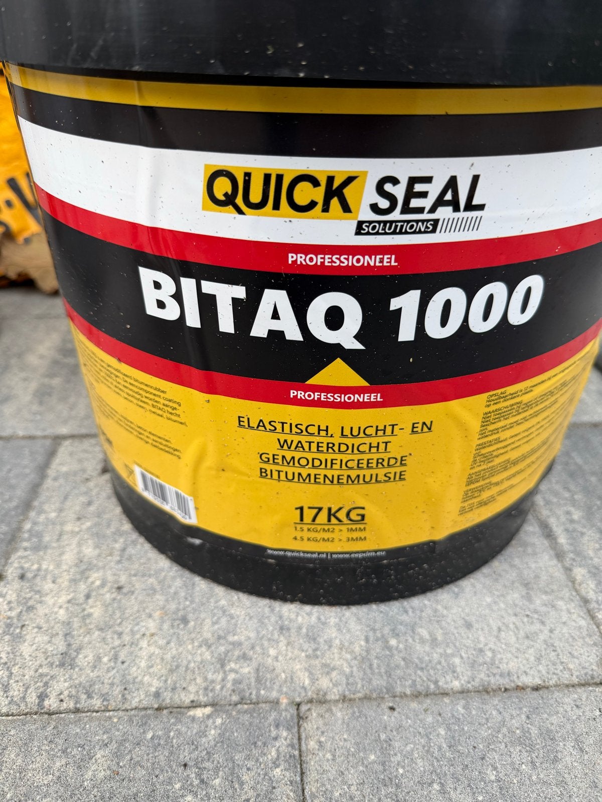 Quick Seal Bitaq 1000 - Elastische Bitumenemulsie 17KG, Zwart, Nieuw, Beits, Ophalen of Verzenden