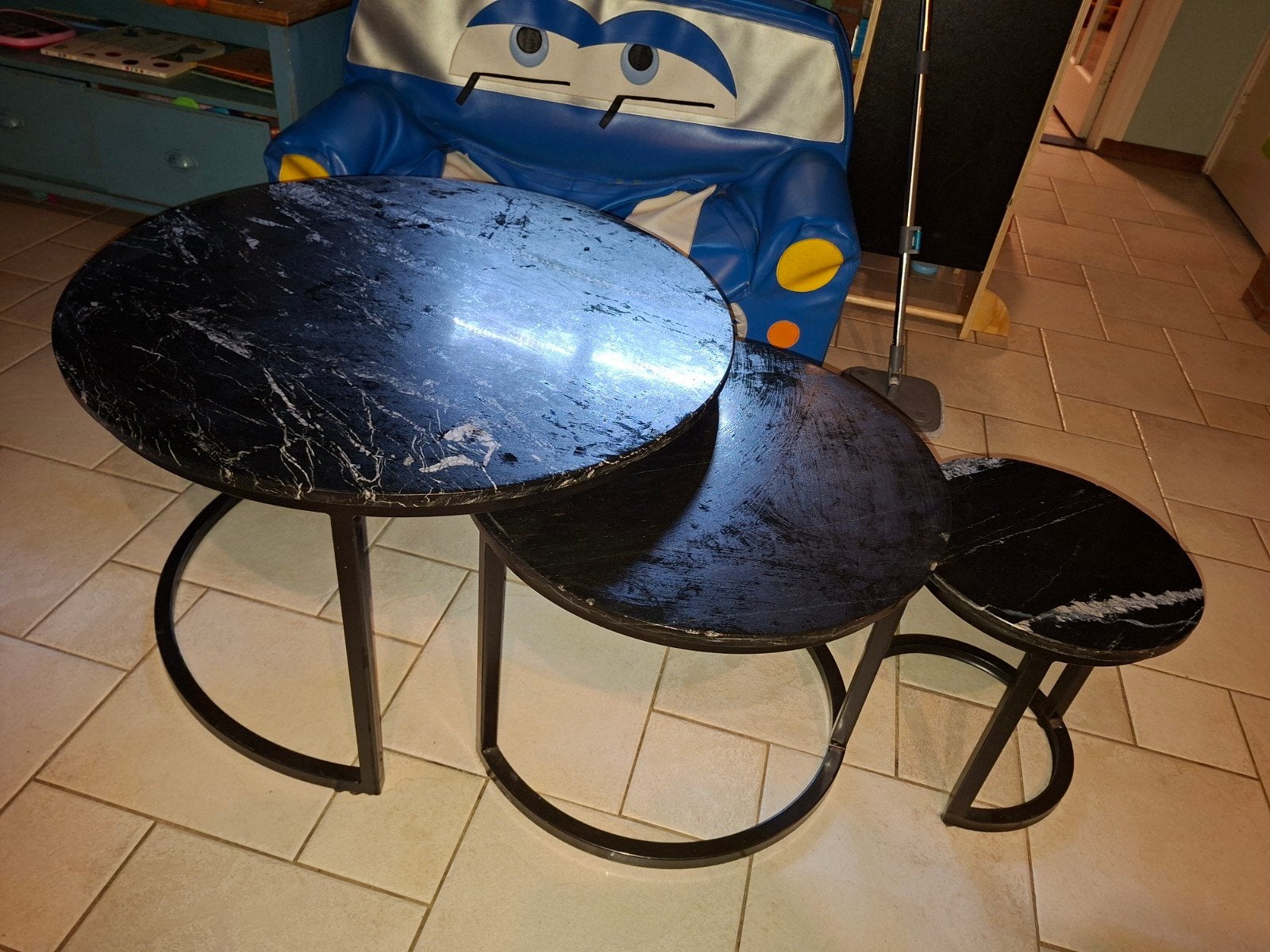 Marmeren salontafel set, Ophalen, Rond, 50 tot 100 cm, 50 tot 100 cm