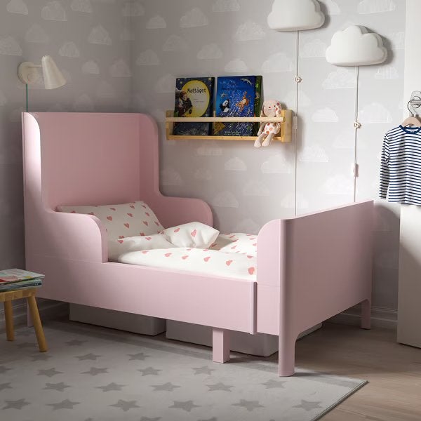 Kinder bed | Busunge Roze | Ikea | Meegroei bed, Ophalen, Gebruikt, 70 tot 85 cm, Matras