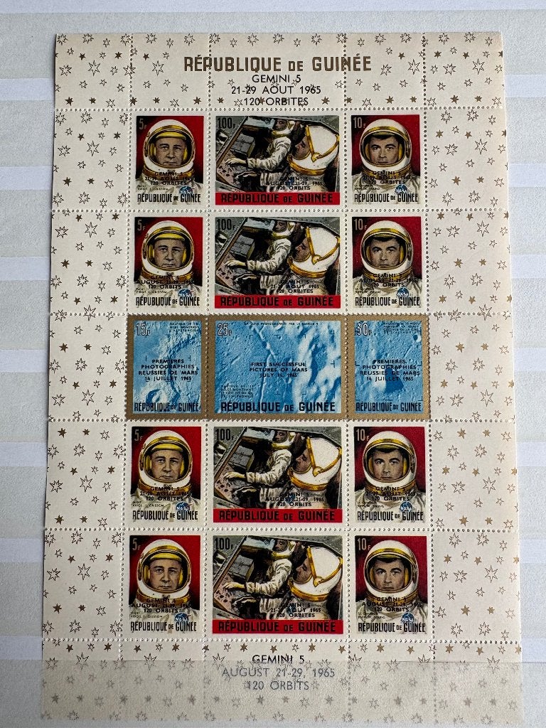 4x Velletje Guinee Ruimtevaart, Postzegels en Munten, Ophalen of Verzenden, Gestempeld, Overige thema's
