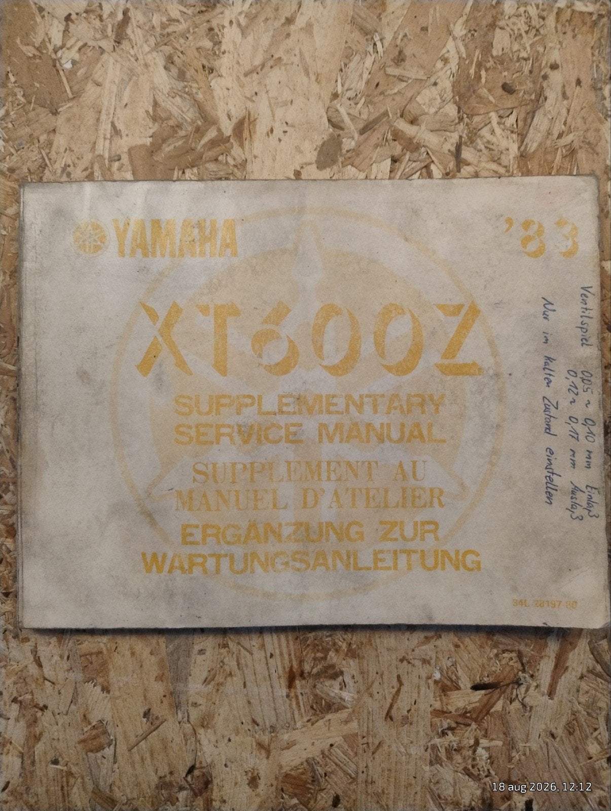Yamaha XT600Z Service Manual - Supplement '83, Motoren, Verzenden, Yamaha