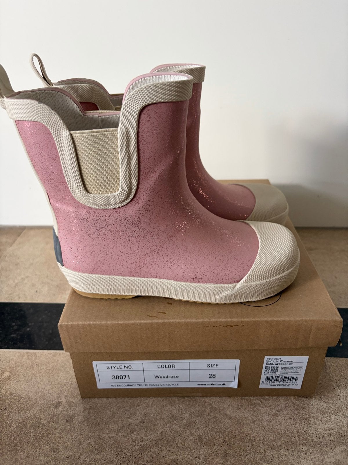 Nieuwe Mikk-Line Roze Glitter Regenlaarzen Maat 28, Ophalen of Verzenden, Nieuw, Meisje, Laarzen