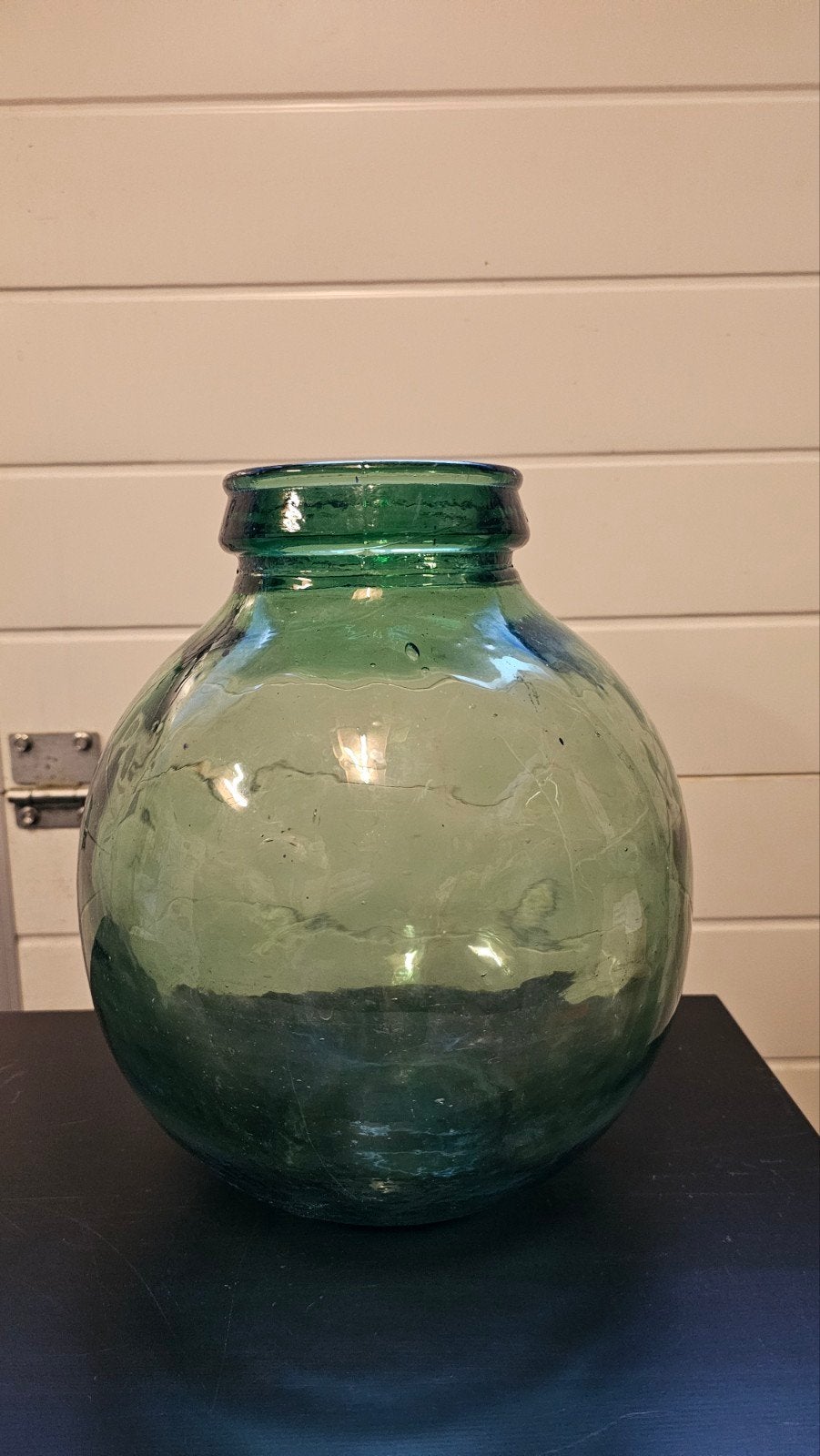 Vintage Viresa Grote Groene Glazen bolvaas - 30 cm Hoog, Ophalen