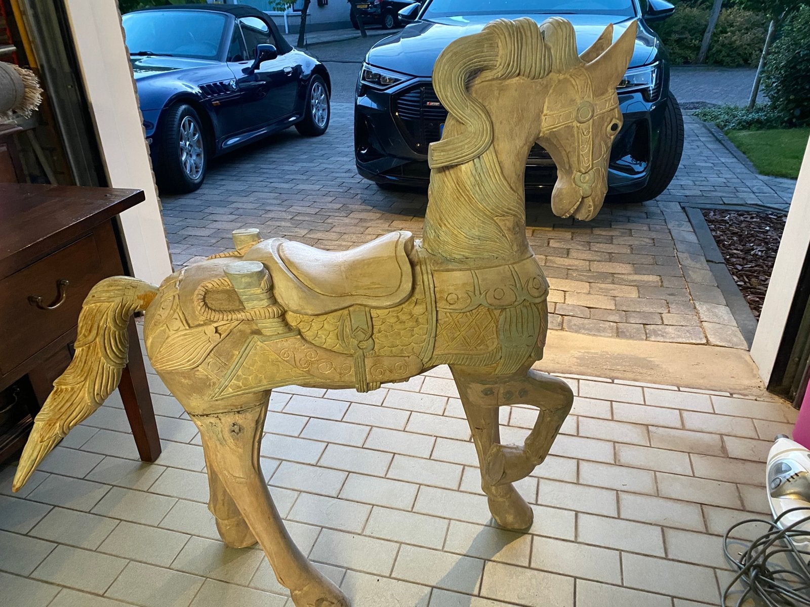 Houten paard prachtig, Ophalen, Houtsnijwerk, 50 - 100 cm, Zoogdier