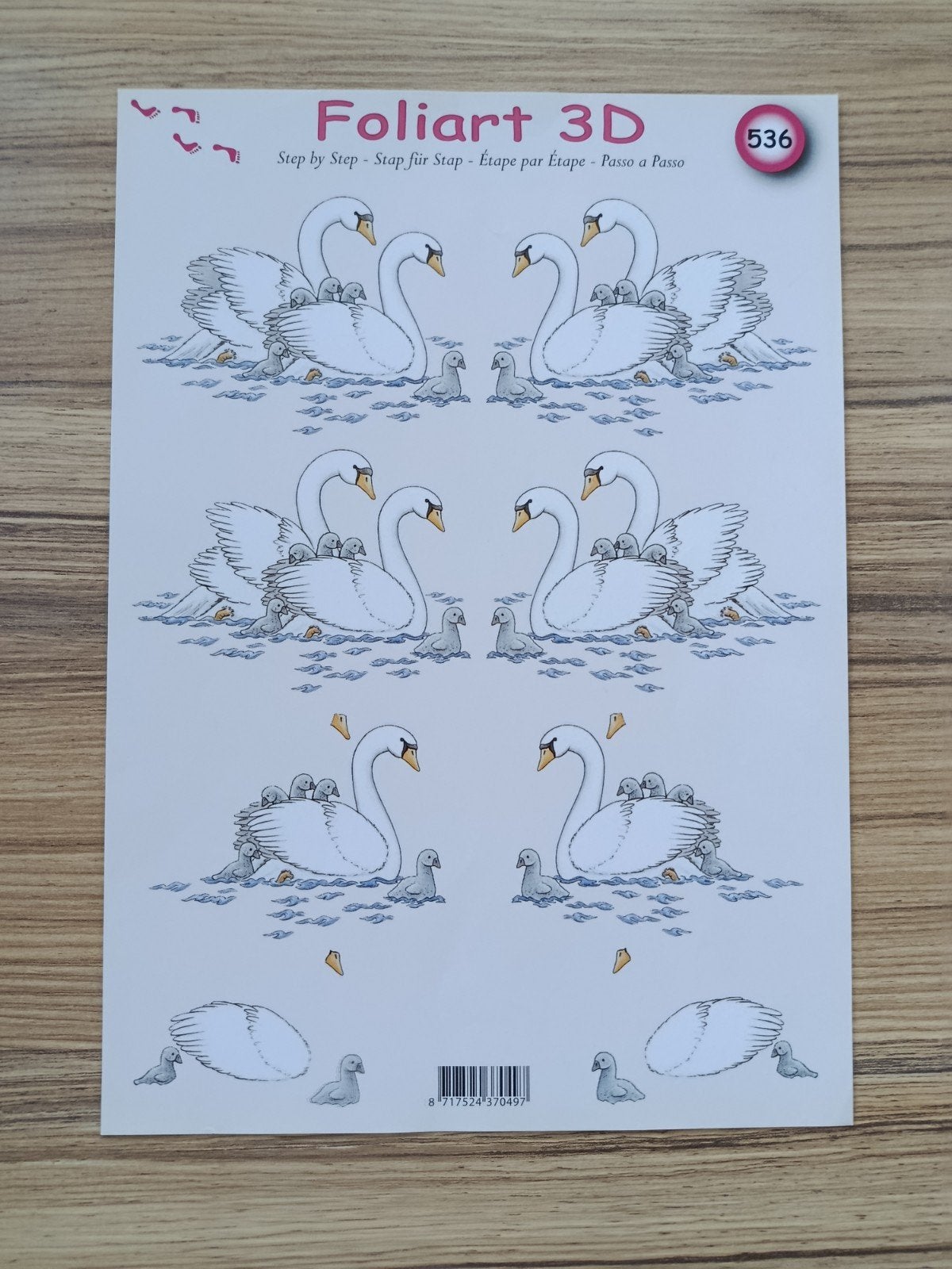 Zwanen met kleintjes Knipvel,, Hobby en Vrije tijd, Ophalen of Verzenden, Nieuw, Natuur, Knipvel