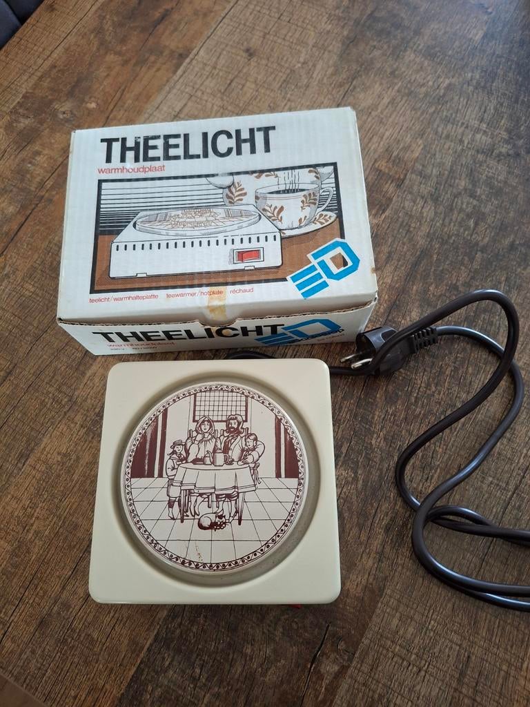 Vintage Theelicht Warmhoudplaatje  met 2 standen, Ophalen of Verzenden, Gebruikt