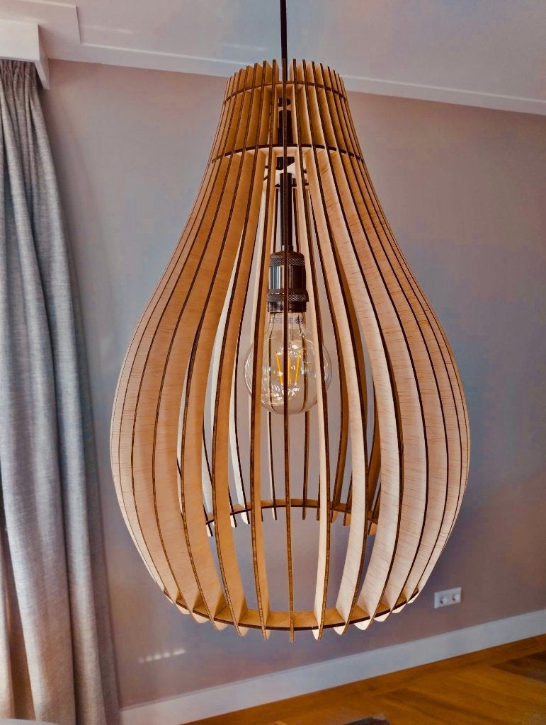 Hanglamp, Ophalen, Nieuw, Hout, E27 (groot)