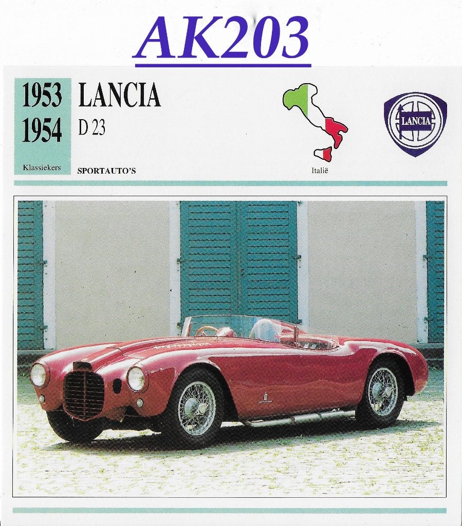 Ak203 autokaart lancia d23 ( 1953 - 1954), Ophalen of Verzenden, Zo goed als nieuw, Auto's