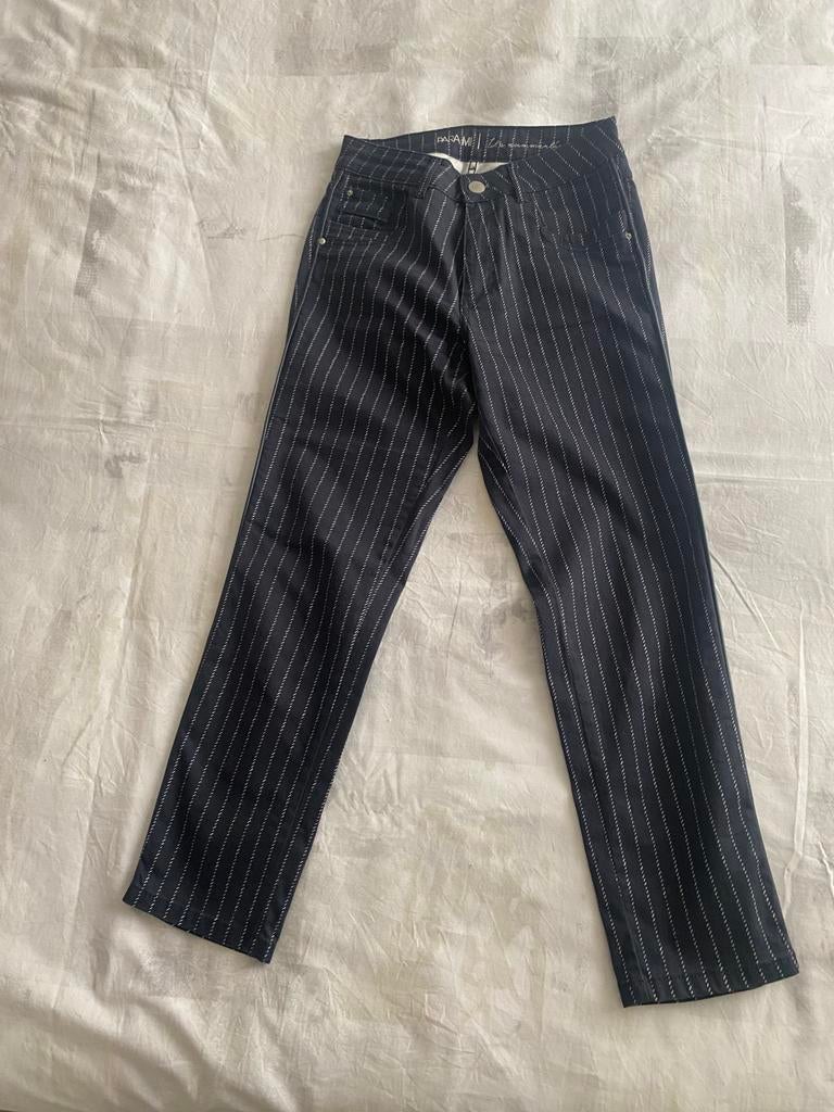Nieuw: broek krijtstreep in blauw/wit merk ParaMI in maat 36, Zwart, Ophalen of Verzenden, Zo goed als nieuw, Maat 36 (S)